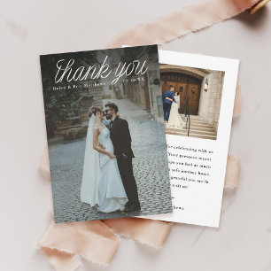 Carte De Remerciements Ruban Écriture Minimaliste Mariage Photo Petite