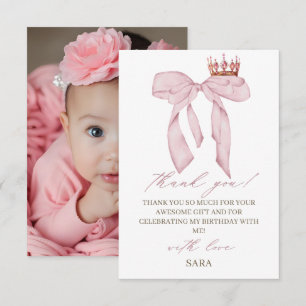 Carte De Remerciements Ruban Rose 1er Anniversaire
