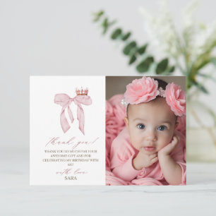 Carte De Remerciements Ruban Rose 1er Anniversaire