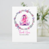 Carte De Remerciements Ruban rose Sensibilisation au cancer du sein avec (Debout devant)
