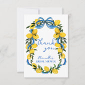 Carte De Remerciements Rubans à arc-en-ciel bleu de citrons douche de mar (Devant)