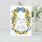 Carte De Remerciements Rubans de citrons bleus pour une baby shower itali (Debout devant)