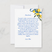 Carte De Remerciements Rubans de citrons bleus pour une baby shower itali (Dos)
