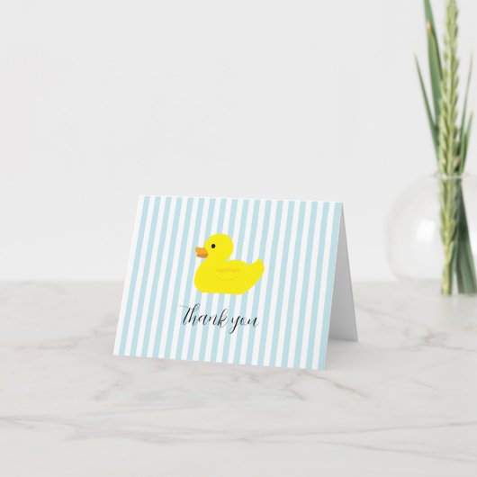 Carte De Remerciements Rubber Duck Party Blue Stripe (Devant)
