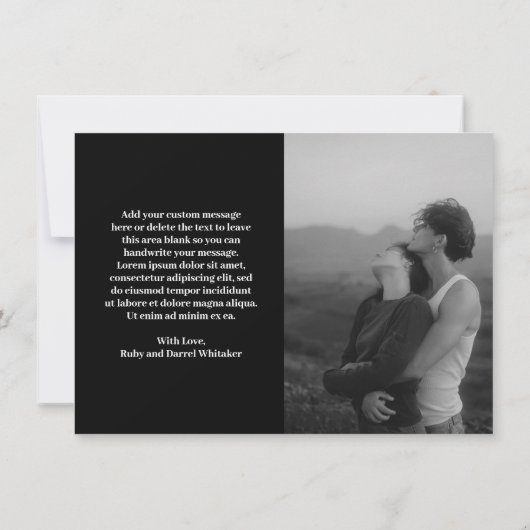 Carte De Remerciements Ruby Black Mariage moderne (Dos)