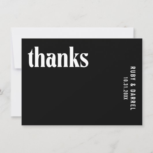 Carte De Remerciements Ruby Black Mariage moderne (Devant)
