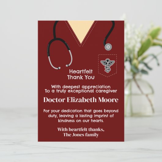 Carte de remerciements Ruby Red Scrubs (Debout devant)