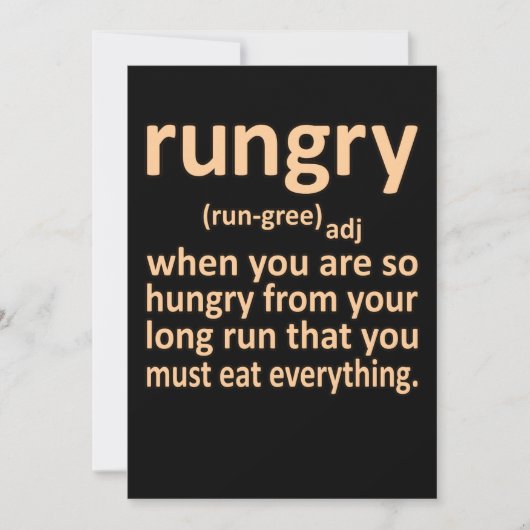 Carte De Remerciements Rungry Definition Half Marathon Runner Running Gra (Devant)