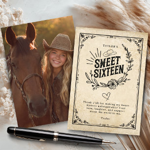 Carte De Remerciements Russe Cowgirl Sweet sixteen photo
