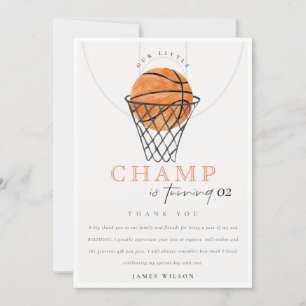 Carte De Remerciements Rust Notre Petit Champion Basketball Anniversaire 