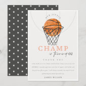 Carte De Remerciements Rust notre petit champion de basket-ball Anniversa (Devant / Derrière)