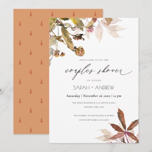 Carte De Remerciements Rust Orange Fall Tree Branche Couples Douche Invit (Devant / Derrière)