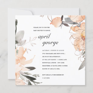 CARTE DE REMERCIEMENTS RUST TERRACOTTA BROWN BABY SHOWER FLORAL INVITATIO