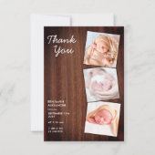 Carte De Remerciements Rustic 3 Photo Nouveau bébé Pays Douche en bois (Devant)