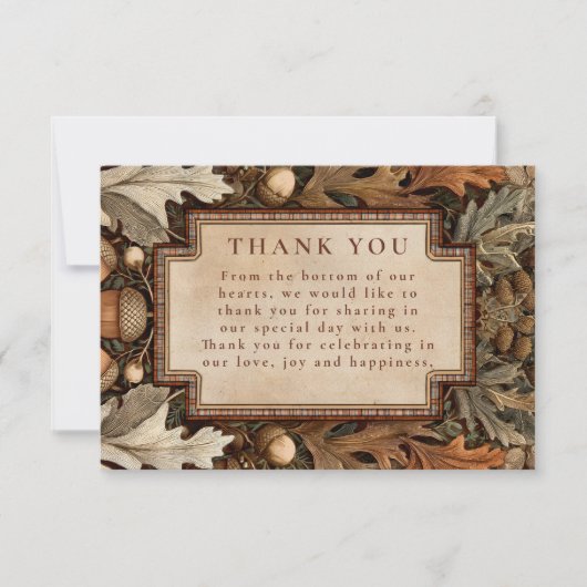 Carte De Remerciements Rustic Acorn Woodland Wedding (Devant)