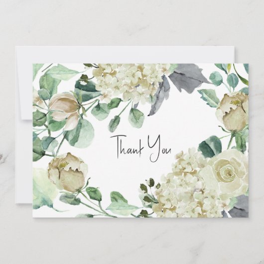 Carte De Remerciements Rustic Airical Botanical Neutral Floral Mariage (Devant)