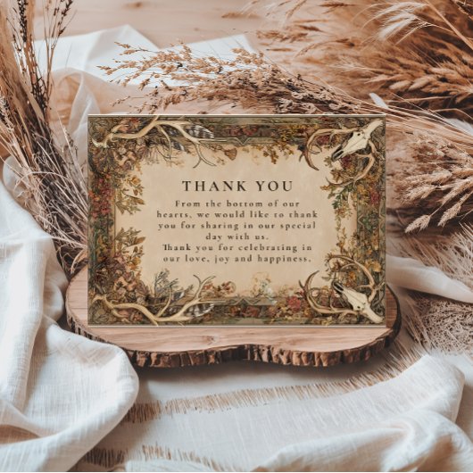 Carte De Remerciements Rustic Antler Autumn Wedding