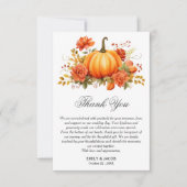 Carte De Remerciements Rustic Automne Citrouille Mariage (Devant)