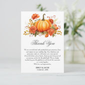 Carte De Remerciements Rustic Automne Citrouille Mariage (Debout devant)
