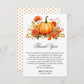 Carte De Remerciements Rustic Automne Citrouille Mariage (Devant / Derrière)