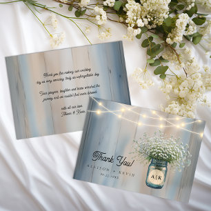 Carte De Remerciements Rustic Baby’s Breath Mason Jar Mariage