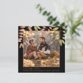 Carte De Remerciements Rustic Black Fall Automne Feuilles Mariage photo (Debout devant)