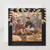 Carte De Remerciements Rustic Black Fall Automne Feuilles Mariage photo (Devant)