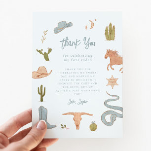 Carte De Remerciements Rustic Blue Cowboy fête d'anniversaire