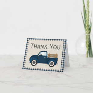 Carte de remerciements Rustic Blue Truck