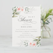 Carte De Remerciements Rustic Blush Greenery Floral Baby shower Invitatio (Debout devant)