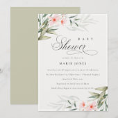 Carte De Remerciements Rustic Blush Greenery Floral Baby shower Invitatio (Devant / Derrière)
