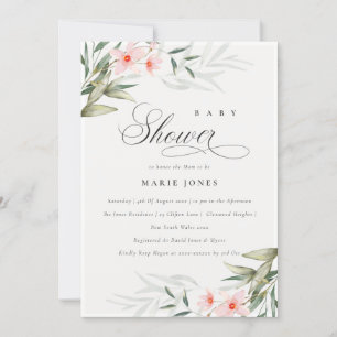 Carte De Remerciements Rustic Blush Greenery Floral Baby shower Invitatio