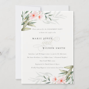 Carte De Remerciements Rustic Blush Greenery Floral Fiançailles Invitatio