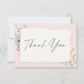 Carte De Remerciements Rustic Blush Pink Romantic Wildflower Wedding (Devant)