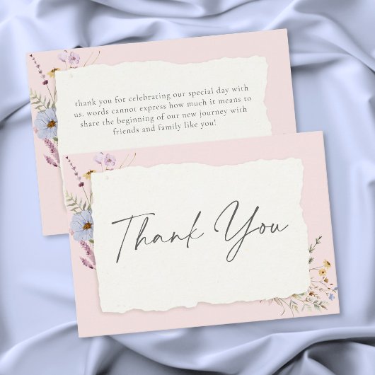 Carte De Remerciements Rustic Blush Pink Romantic Wildflower Wedding