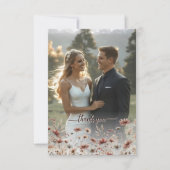 Carte De Remerciements Rustic Boho Chic Fleur sauvage Full Photo Mariage (Devant)