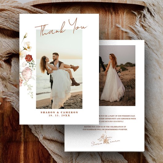 Carte De Remerciements Rustic Boho Fleur sauvage Détails floraux