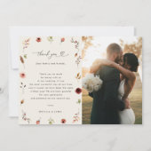 Carte De Remerciements Rustic Boho Fleurs sauvages Automne 2 Mariage phot (Devant)