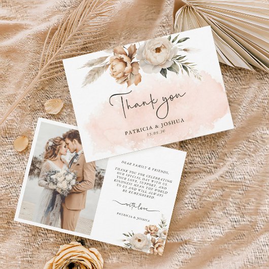Carte De Remerciements Rustic Boho Wedding Thank You Card