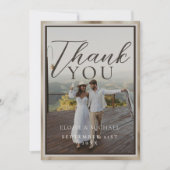 Carte De Remerciements Rustic Brown Botanical Pattern Photo Wedding (Devant)