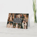 Carte De Remerciements Rustic Chalkboard 6 Photo Collage Mariage<br><div class="desc">Carte pliée de Merci de montage multi-photo Mariage moderne et rustique. Élégant modèle carte de remerciements mariage avec six (6) photo sur le devant et une (1) photo à l'intérieur. Avec le texte "merci" dans une tourbillonnant police de script de calligraphie en blanc sur le tableau noir ou gris foncé...</div>