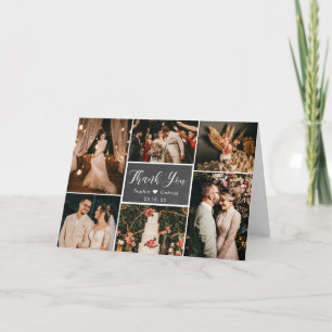 Carte De Remerciements Rustic Chalkboard 6 Photo Collage Mariage