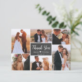 Carte De Remerciements Rustic Chalkboard 6 Photo Collage Script Mariage (Debout devant)