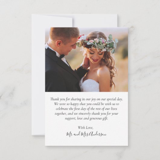 Carte De Remerciements Rustic Chalkboard 6 Photo Collage Script Mariage (Dos)