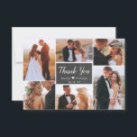 Carte De Remerciements Rustic Chalkboard 6 Photo Collage Script Mariage<br><div class="desc">Script de calligraphie moderne Mariage de tableau noir rustique 6 Photo Collage Carte de remerciements. Élégant modèle mariage avec six (6) photos à l'avant et une (1) photo à l'arrière. Avec le texte "merci" dans une police de caractères tourbillonnant en caractères de script en blanc sur le tableau noir ou...</div>