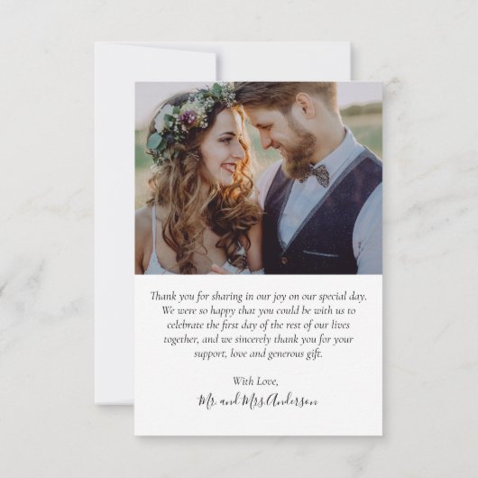 Carte De Remerciements Rustic Chalkboard Script 6 Photo Collage Mariage (Dos)