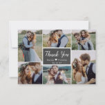 Carte De Remerciements Rustic Chalkboard Script 6 Photo Collage Mariage<br><div class="desc">Script de calligraphie moderne Simple Rustique Chalkboard Mariage 6 Photo Collage Carte de remerciements. Élégant modèle mariage avec six (6) photos à l'avant et une (1) photo à l'arrière. Avec le texte "merci" dans une police de caractères tourbillonnant en caractères de script en blanc sur le tableau noir ou gris...</div>