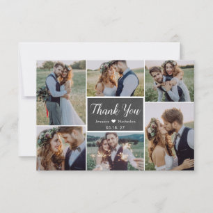 Carte De Remerciements Rustic Chalkboard Script 6 Photo Collage Mariage