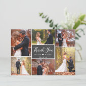 Carte De Remerciements Rustic Chalkboard Script 6 Photo Collage Mariage (Debout devant)