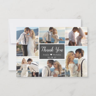 Carte De Remerciements Rustic Chalkboard Script 6 Photo Collage Mariage